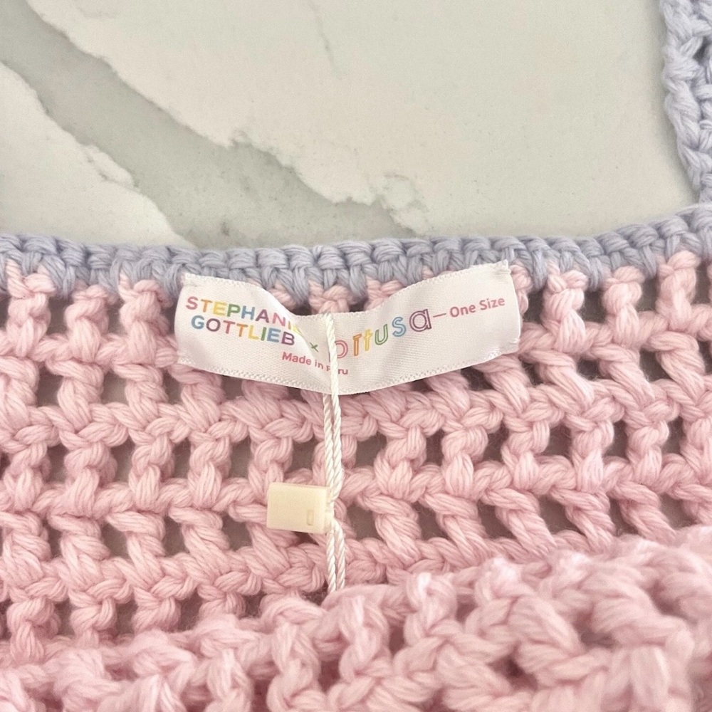 NWT Pitusa X Stephanie Gottlieb Multicolor Pastel Crochet Tote Bag - Picture 4 of 5